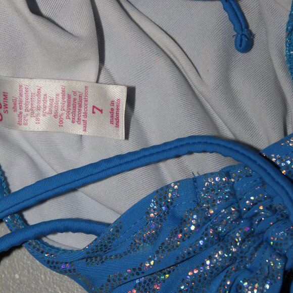 Blue & Silver 2 Pcs Justice Bikini Swimsuit Size 7 - Picture 7 of 14